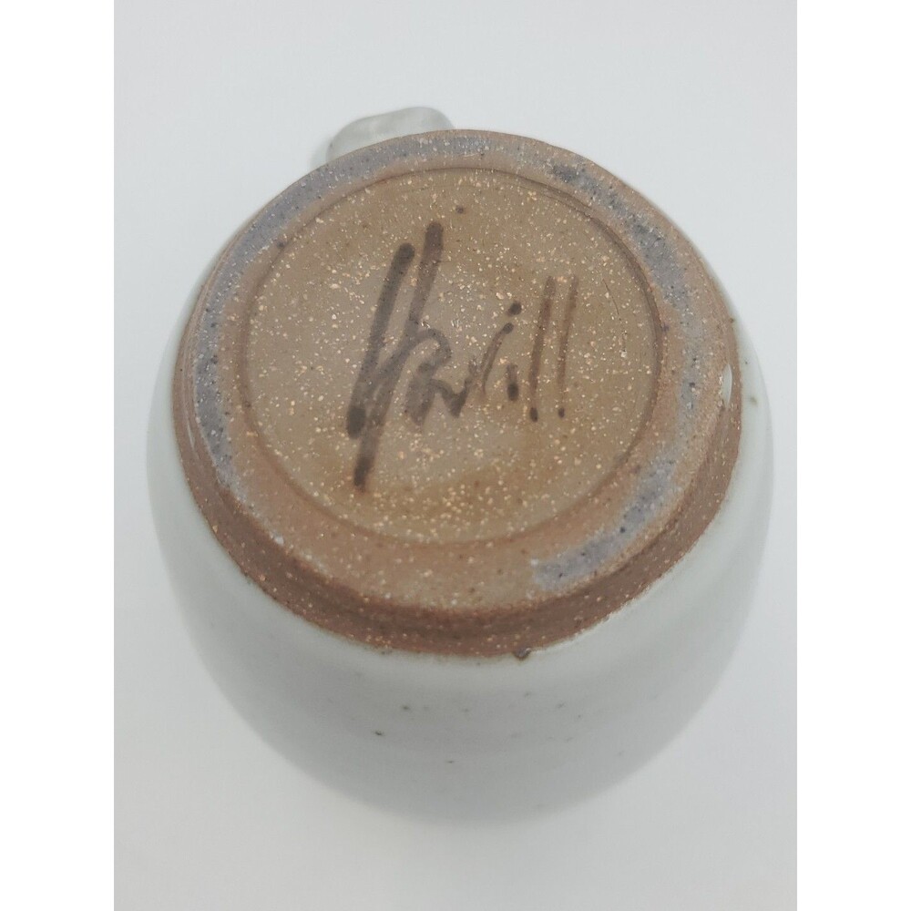 Vintage Art Pottery Clay Coffee Mug Salt Glaze Stoneware Signed Brid Cup - Picture 6 of 8